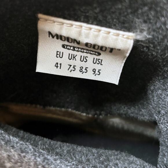 Vintage Moon Boot Icon Lace-Up Snow Winter Ski Boots EU 41 US 8.5 Black Nylon - Picture 10 of 12